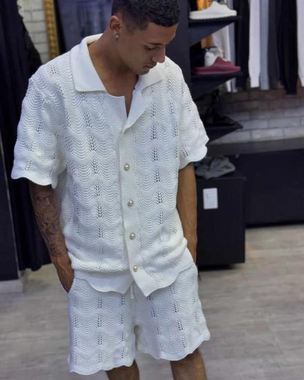 Custom Logo Men's Summer Hollow Out Knit Cardigan​