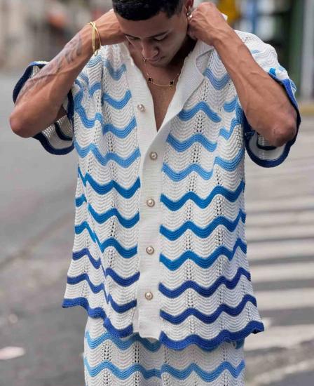 Breathable hollow out design in men's cardigan