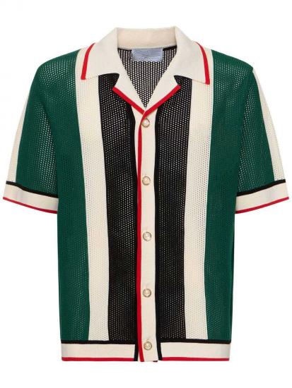 Striped Crochet Top Short Sleeve Summer Shirt​