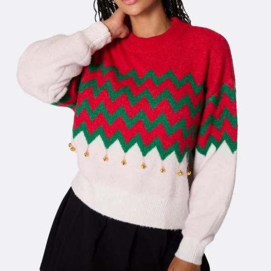 Christmas themed red and green sweater