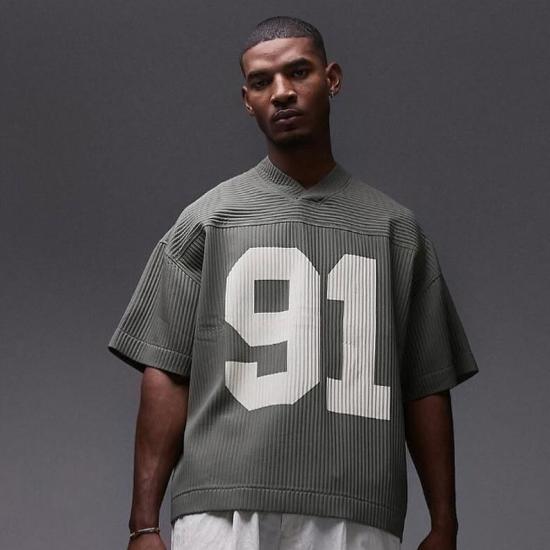 Gray activewear top with number design​