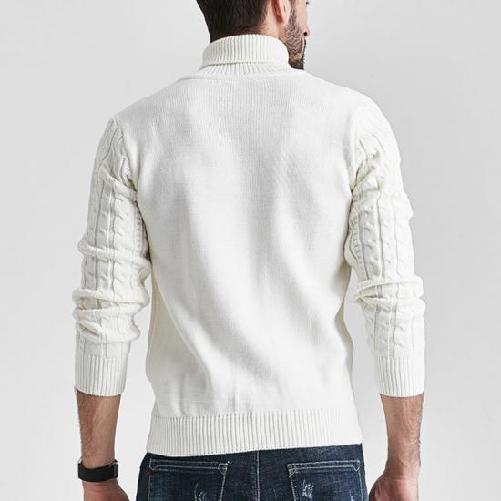 ​​Plain White Long Sleeve Knitwear For Men​