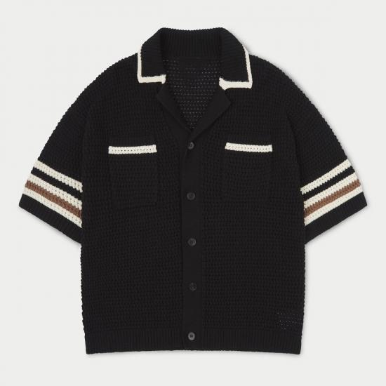 Black crochet cardigan with contrast trim