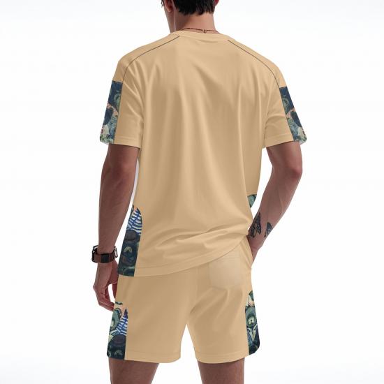 ​​Polyester Streetwear Set Khaki White Black​