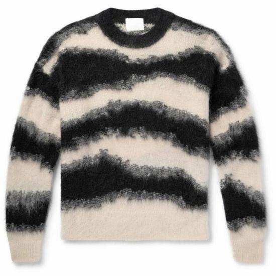 Soft marled knit sweater with muted stripes