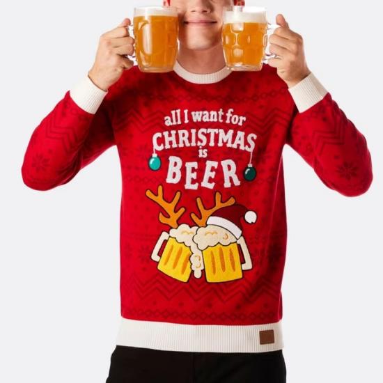 Festive Beer Print Pullover Customizable​