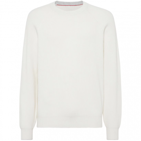 Soft white knit round neck sweater