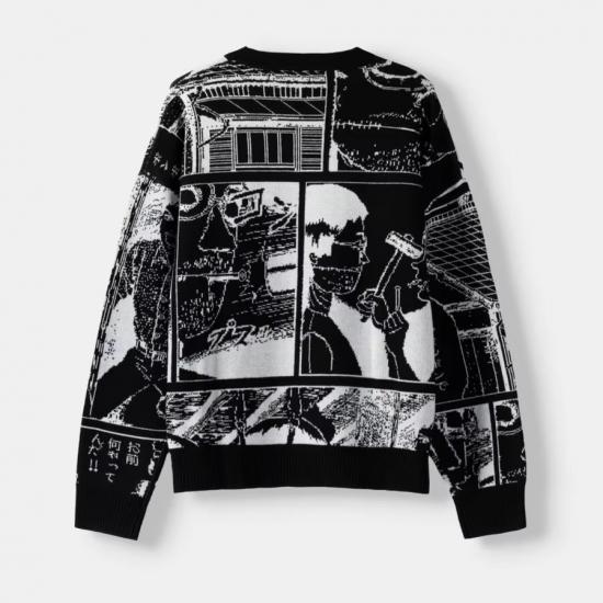 Graphic Printed Manga Style Crew Neck Sweater​