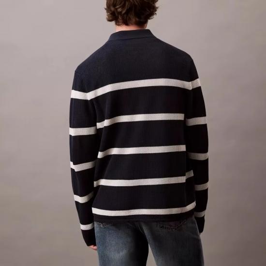 Custom Men's Striped Polo Knit Sweater​