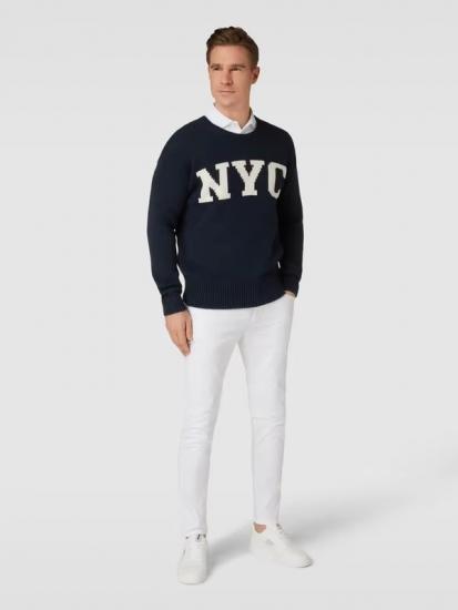 Navy Blue Crew Neck Pullover Loose Fit​