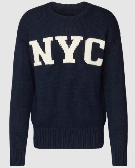 Navy knit sweater with NYC letters