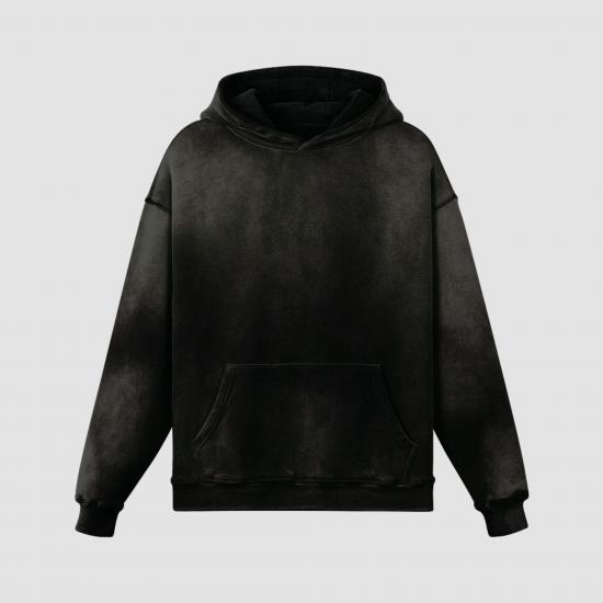 Black gradient hoodie with worn effect
