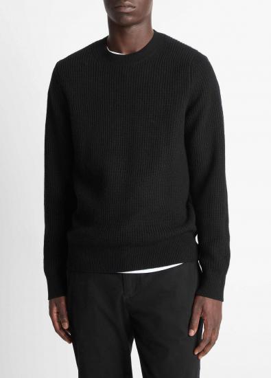 Men's black ribbed knit sweater outfit