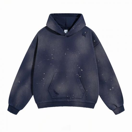 Men's dark blue splatter print hoodie