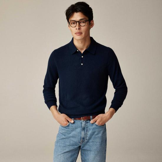 Custom Men's Long Sleeve Knit Polo Shirt​