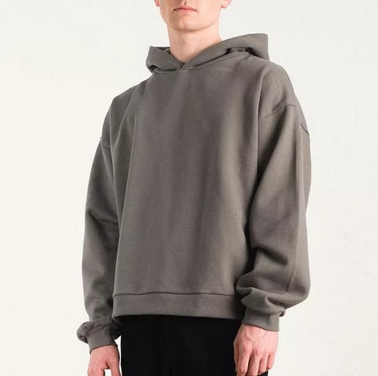 ​​Gray Solid Color Pullover Casual Long Sleeve