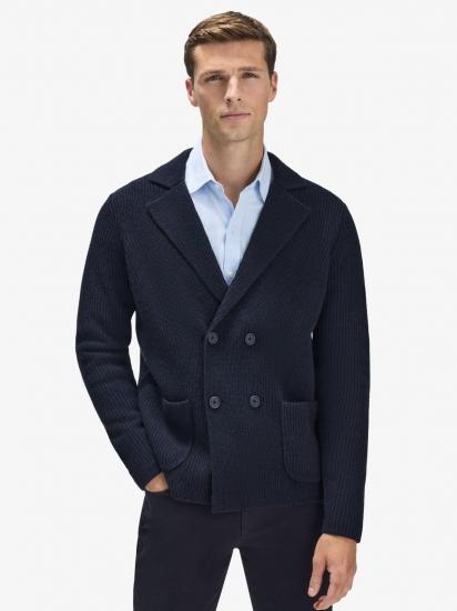 Men's navy double-breasted knit blazer​​
