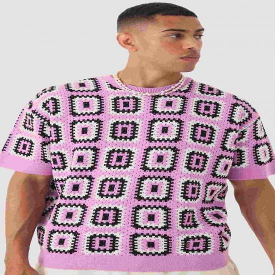 ​​Hollow Out Crochet Knit T-shirt For Men​