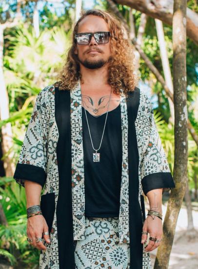 ​​Custom Bohemian Men's Printed Long Cardigan​