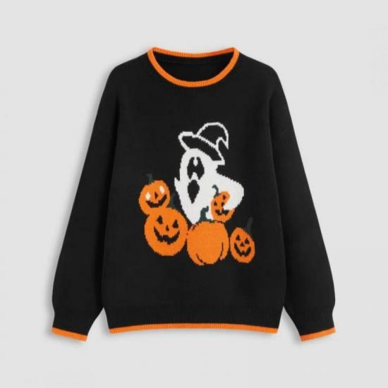 Black Halloween sweater with ghost design