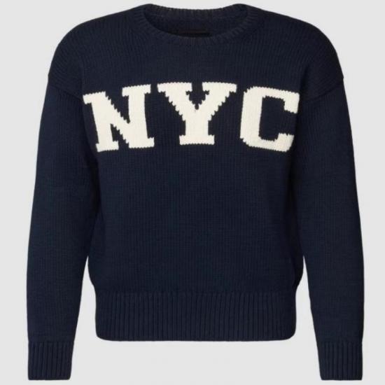Navy knit sweater with NYC letters