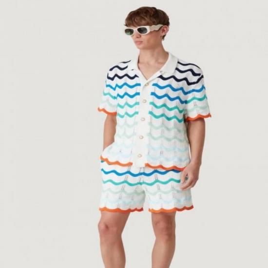 Men's short sleeve polo knit outfit