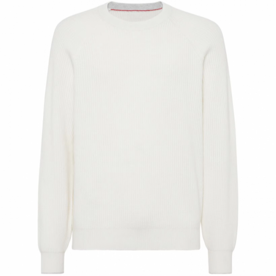 Soft white knit round neck sweater