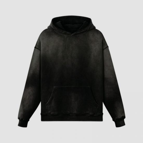 Black gradient hoodie with worn effect