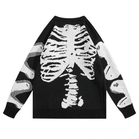 Black knit sweater with back skeleton print