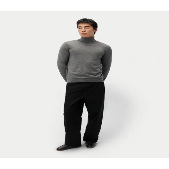 Custom Men's Grey High Neck Sweater Warm And Soft