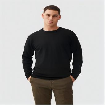 Black crewneck sweater on male model