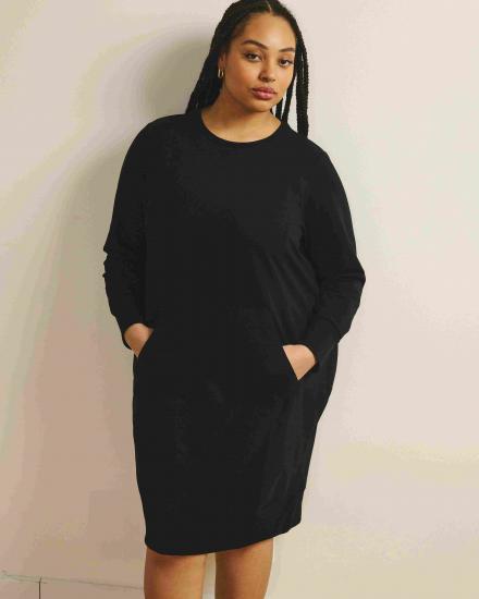 Bree Sweatshirt Dress - Black - 主图