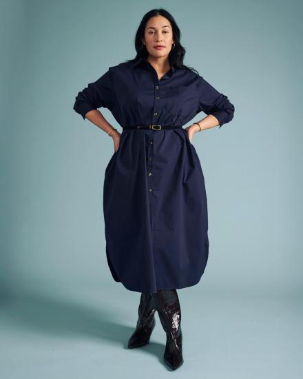 Odeon Stretch Poplin Shirtdress - Navy - 主图