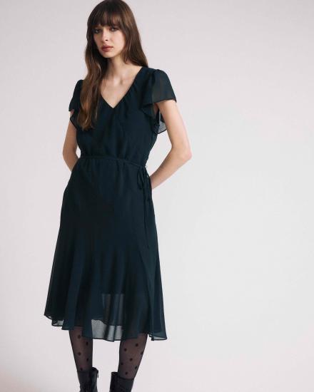 Seville Chiffon Dress - Forest Green - 主图