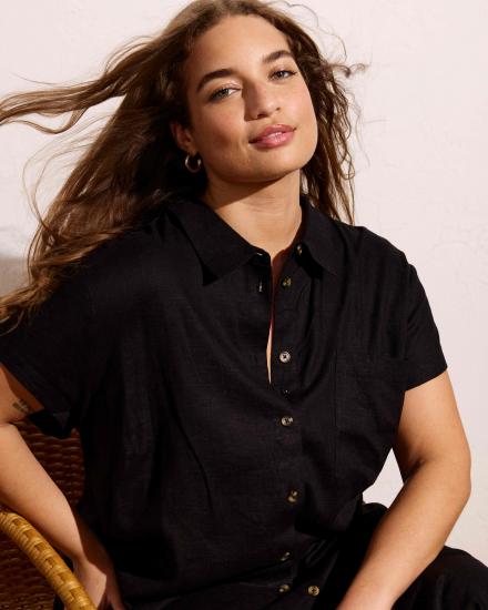 Dune Linen Shirtdress - Black