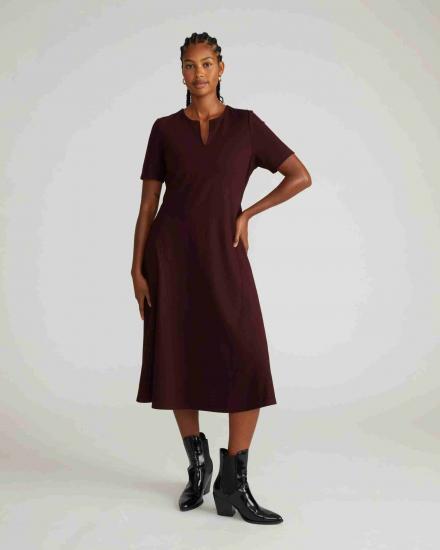 Saskia Ponte Dress - Black Cherry - 主图