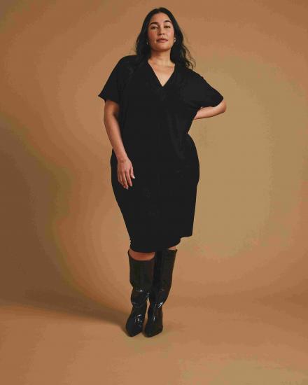 Teresa Liquid Jersey V-Neck Dress - Black