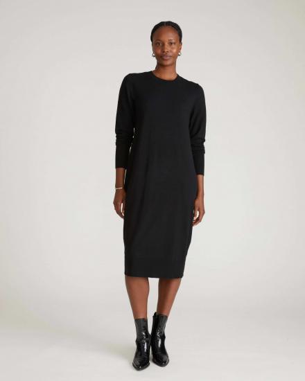 Savvy Fine Knit Everyday Sweater Dress - Black - 主图