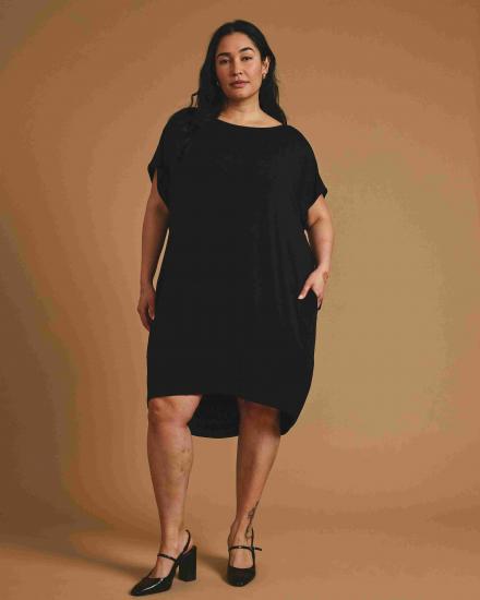 Helen Liquid Jersey Shift Dress - Black