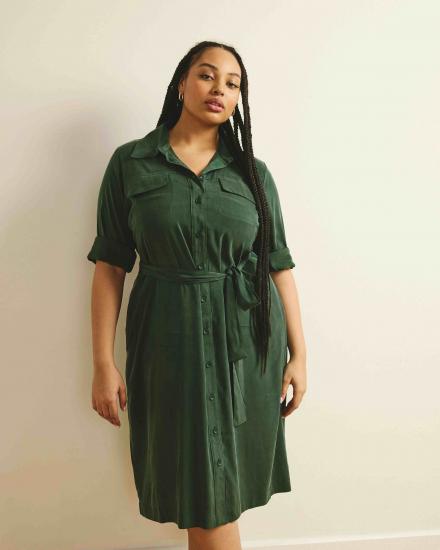 Cooling Stretch Cupro Savannah Dress - Forest Green