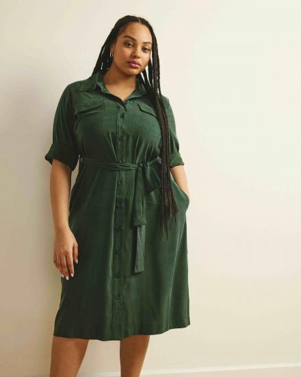 Cooling Stretch Cupro Savannah Dress - Forest Green - 主图