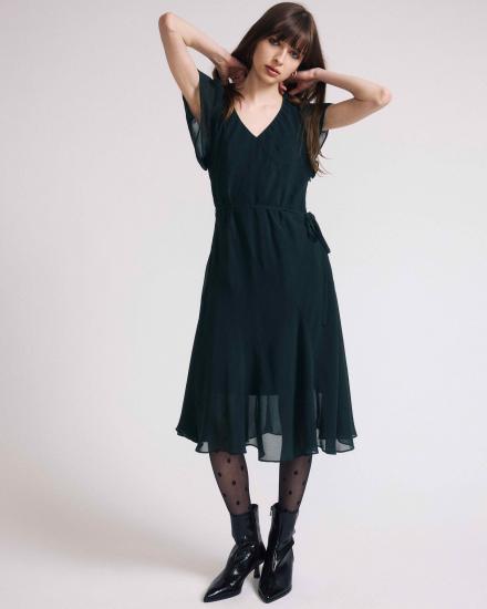 Seville Chiffon Dress - Forest Green