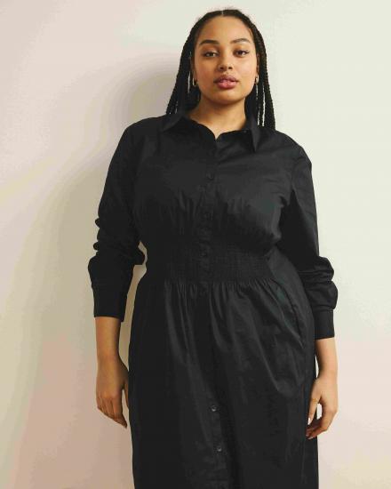 Hamptons Smocked Shirtdress - Black