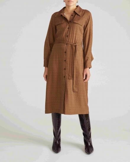 Cooling Stretch Cupro Savannah Dress - Brown Hacienda Print