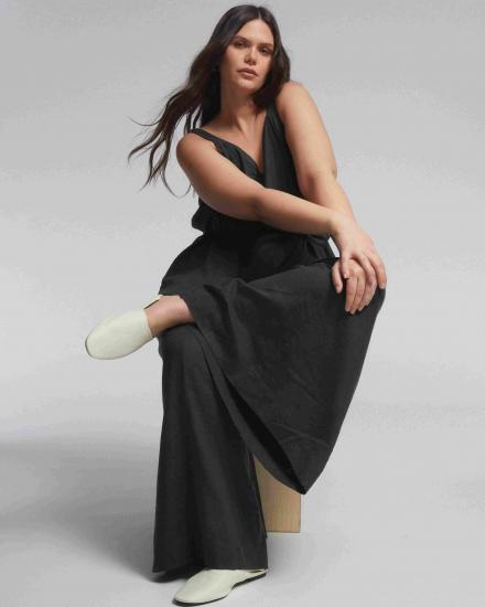 Promenade Linen Jumpsuit - Black - 主图