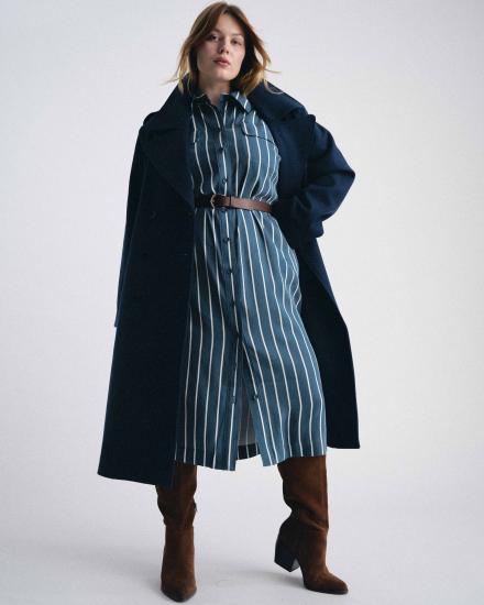 Cooling Stretch Cupro Savannah Dress - Ensign Blue/White Stripe