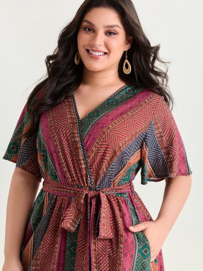 Floral Sheer Lace Trim Contrast Midi Dress