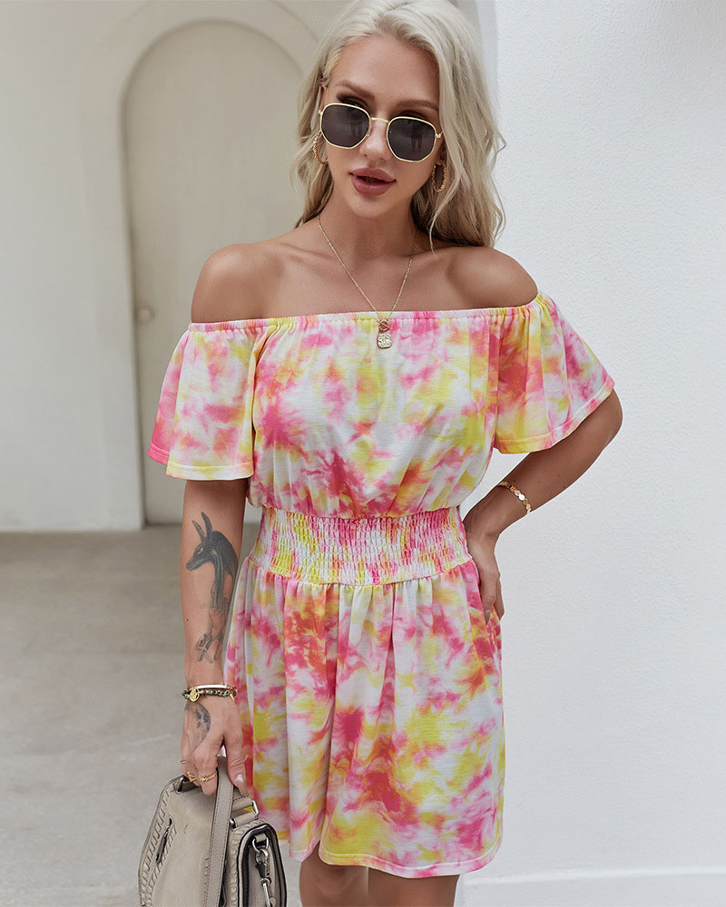 Off shoulder summer party rainbow sexy dress
